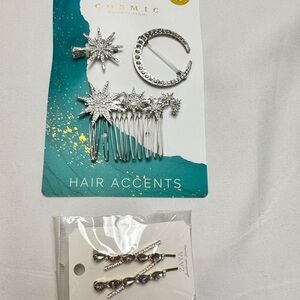 Cosmic Connection Silver Hair Accents Set & Jeweled Clips (NEW -Combo)